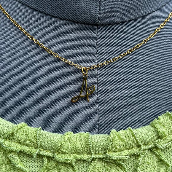 handmade custom Jewelry - Letter "A" Name necklace Gold plated